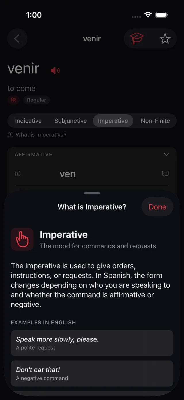 A plain-English explanation of the imperative mood with example sentences