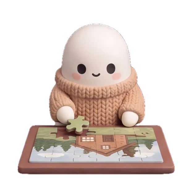 A ghost putting together a jigsaw puzzle