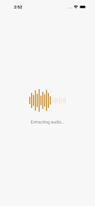 Decant extracting audio from a video with a pouring progress animation