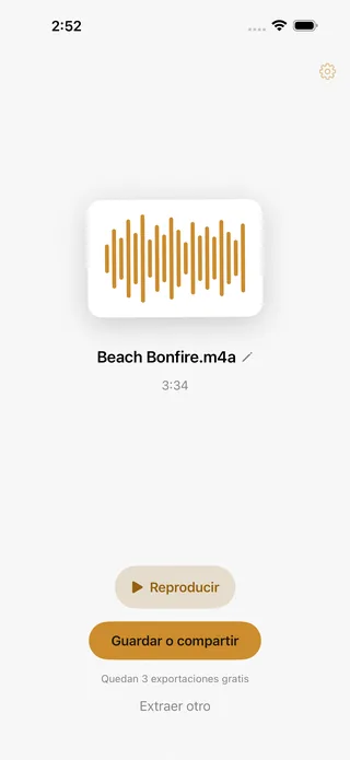 El archivo de audio terminado listo para guardar o compartir