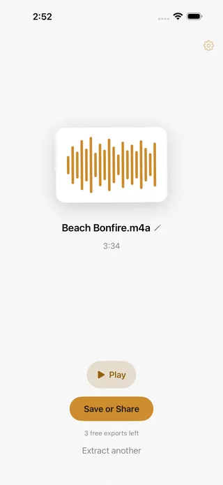 The finished audio file ready to save or share