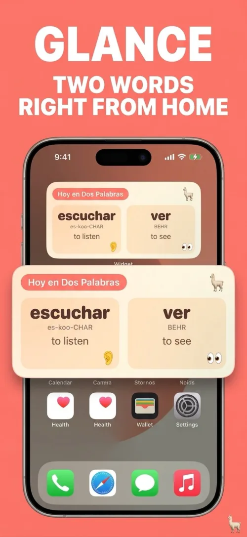 Home screen widget showing today's two Spanish words