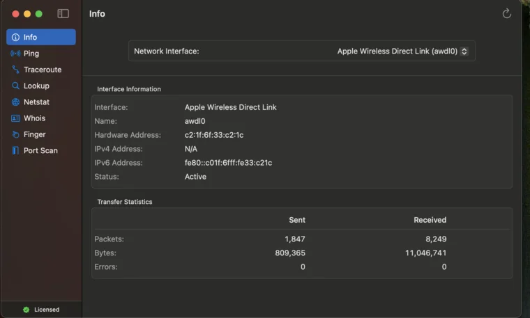 NetUtil info screenshot