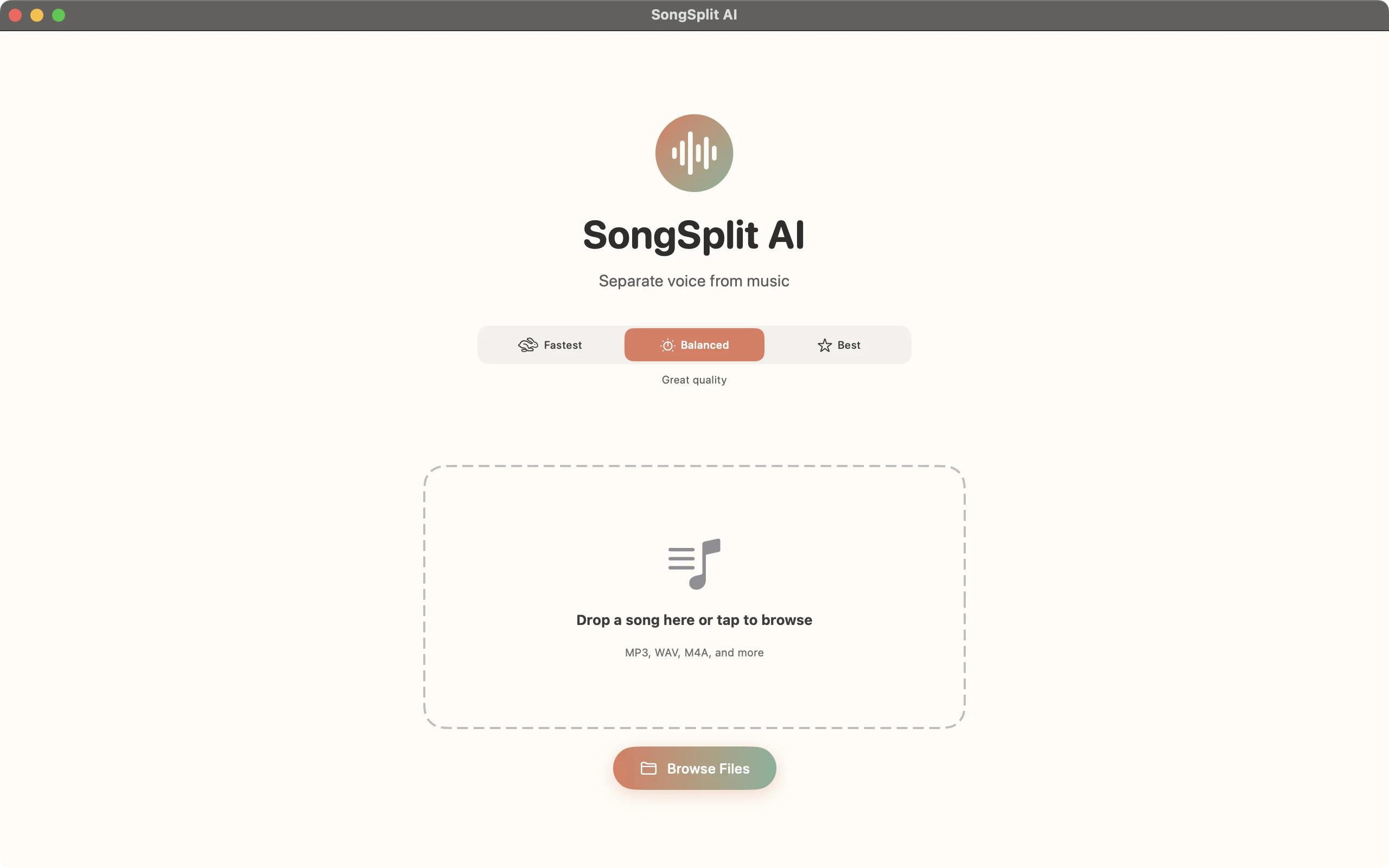 SongSplit AI - Import your audio file